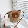 TOTES STRAW BAG SCHLEIBE Häkeln Stickereien Open Casual Tote Fach Zwei Gurte Leder Frauen Puts54 Stylisheendibags