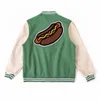 Jacket Humans--made woolen leather towel embroidered patch tiger head classic couple baseball uniform green