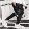 QNPQYX Heren Zijzakken Harembroek Herfst Hip Hop Casual Linten Ontwerp Mannelijke Joggers Broek Mode Streetwear Broek Blac269G