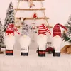 Boneca gnome sem rosto tricotada, bolsa para garrafa de vinho, decorações de natal, enfeites de festa festiva, presentes de natal