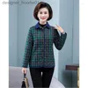 Women's Down Parkas Women's Jackets Plaid Jacket Autumn Winter Thin Cotton Check Quilted Coats Middle-aged And Elderly Ladies Shirt Tops 5XLW73 L230915