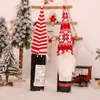 Boneca gnome sem rosto tricotada, bolsa para garrafa de vinho, decorações de natal, enfeites de festa festiva, presentes de natal