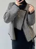 Misto lana da donna Primavera Autunno Cardigan lavorato a maglia irregolare a righe Cappotti di lana spessi Lady doppiopetto Allmatch Casual Vintage 230914