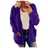 Malhas femininas elegante quente jaqueta de pele macia outono inverno casacos falsos feminino bolso de pelúcia casaco plus size casaco cardigan 2023