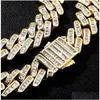 12Mm Heren Miami Cubaanse Link Chain Baguette Iced Sim Diamond 14K Wit Vergulde Zirconia Sieraden 18 Choker -22 Drop Delivery