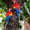 Resin Parrot Statue Wall Mounted DIY Outdoor Garden Tree Decoration Animal Sculpture For Home Office Garden Decor Ornament T200117250f