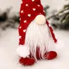 Desenhos animados barba branca boneca bonecas de natal chapéu de malha figura sentada decorações de natal ornamentos presentes de natal