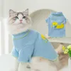 Cat Costumes Pet Ear Edge Bottom Shirt Spring/Summer Puppet Blue Pussy Clothes Summer Thin Anti Hair Drop Home Kitten