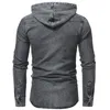 Chemises homme chemise en jean homme à capuche Pocekt gris chemise sociale simple boutonnage Blusa De Frio Masculina satin NZ672149e