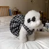 Cão vestuário xadrez vestido roupas para animais de estimação casais respirável roupas quentes doce pequeno elegante preto branco outono inverno menina ropa perro