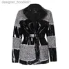 Kobiet Down Parkas Spring swobodne wełniane szycie pu ciepła czarna talia pikowana kurtka Kobiet Trendy Ladies Coats Town-Down Floroat 210510 L230915