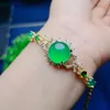 Strand Fine Jewelry Bangle Women Green Jade And Silver Bracelet Genuine Natural Chrysoprase Bracelets Chalcedony Accessories