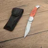 G5574 Coltello pieghevole tascabile 9Cr13Mov Lama in raso Manico in osso di mucca Escursione di campeggio esterna Coltelli tascabili EDC Borsa in nylon