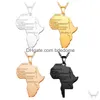 Pendentif Colliers Hip Hop Afrique Carte Collier Hommes S Or Sier Rose Noir Lettrage Africain Charme Lien Chaîne Pour Femmes Hiphop Bijoux D Dhha9