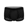 Onderbroeken Heren Olie Glanzende Boxershorts Sexy Ondergoed Mesh Boxershorts Ardennenzakje Elastisch Slipje Ademende Lingerie