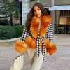 Women's Down Parkas Women's Jackets 2022 Women Thick Coat Houndstooth Kort päls i vintern quiltad förtjockning Slim Slimning Spets Fashionable Casual Top L230915