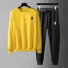 Mens Trailtsits Highquality Mens Leisure Sports Yuvarlak Boyun Kapşonsuz Sweater Pulloveroutdoor Koşu Pantolon Seti 230914