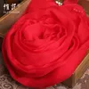 Foulards 100 véritable foulard de soie femmes grand rouge mousseline de soie naturelle foulard femme dame châles enveloppes pour dames solide 230914