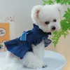 Hundkläder vårens höstklänning bowknot denim kjol katt valp kläder Yorkie pomeranian shih tzu maltese poodle bichon husdjur kläder xs