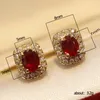 Dangle Earrings Trendy Stud Gold Color Red Wedding Crystal Geometro Long Sweet For Women Drop Party Jewelry Wholesale Gift