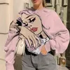 Heren Hoodies Sweatshirts Urban Dames Cartoon Print Lange mouwen O-hals Lente Herfst Mode Indie Pullovers Grote maten 3 kleuren Losse trui 230914