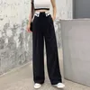 Women's Pants s Wide Leg For Unique Empire Turndown Waist Folds Front Trousers Loose Spring Summer Casual Suits Pant 230914