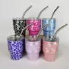 UPS Leopard Design Cute Mini Mugs 2oz 3oz Shot Glass Custom Logo Mini Tumbler With Metal Straw New JJ 9.15