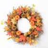 Decorative Flowers Wreaths Artificial maple leaf rattan pumpkin pinecone wreath Halloween Thanksgiving door decoration pendant Garden courtyard Garland 230915