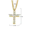 Collares colgantes Hip Hop Iced Out Cross Collar Crystal Rhinestone Relin Jesús Crucifijo Charm Gold Sier Cadena de eslabones cubanos para hombres S D Dhvic