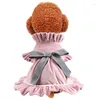 Vêtements pour chiens Vêtements doux Automne Hiver Velets Robe Manteau pour petits chiens Bichon Bords à volants Noël Chiwawa Pet Tutu Jupes