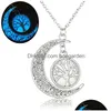 Pendant Necklaces Fashion Glowing In The Dark Moon For Women Hollow Tree Of Life Heart Mom Letter Luminous Chains New Designer Jewelry Dhjgk