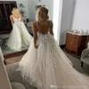 2020 Sexy Land Berta Geappliceerd V-hals Backless Trouwjurken Met Afneembare Trein Backless Trouwjurk Bruidsjurken Vestid293P