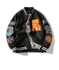 Men's Jackets Hip Hop Outerwear Patchwork Baseball Letter Daisy Flowers Patch Leather Spring Oversized Streetwear Coats M-2XL