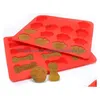 Moldes para hornear Bandejas de cubitos de hielo de grado alimenticio Enfriador Cachorro Pata Hueso Cohete Pastel Pan Sile Golosinas Molde de galletas Mods de galletas Cortador Gota roja del Dhuta