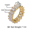 1 Row 360 Eternity Gold Bling Rings Micro Pave Cubic Zirconia 14K Plated Simated Diamonds Hip Hop Ring For Men Women Drop Delivery