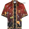 Casablanca Mens Designer koszulki 22SS Bar wódka whisky szkło szklane hawajskie setki jedwabne spodnie krótkie koszulę z krótkim rękawem249o