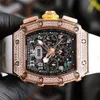 richarsmilles luxury bucket Watches Mechanical Mens RM011 Hollow Calendar Auto Sports Square Fashion Diamond 2ykf