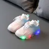 Athletic Outdoor Spring Autumn Children's Luminous Leather Running Shoes Boys Girls LED Lights Sports 230915