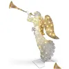 Garden Decorations Gold Sier Lighted Angel With Trumpet Outdoor Christmas Yard Decoration Scpture Art Holiday Winter Display Drop Deli Dhg9Y