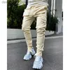 Herrbyxor Godlikeu Cargo Pants Spring och Autumn Men's Stretch Multi-Pocket Reflective Straight Sports Fitness Casual Trousers Joggers L230915