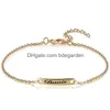 Braccialetti con ciondoli Bracciale personalizzato con nome personalizzato ID Bar per donna Uomo Acciaio inossidabile Realizzato con lettera iniziale Bracciale Gioielli di moda Migliore Dhhxw