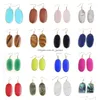 Charm Southwest Style Oval Natural Gem Pendientes para mujer Joyería encantadora Regalo para esposa Hermanas Novia Entrega de gota Dhgarden Dh5Aj