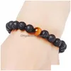 Perlé 8mm Diffuseur D'huile Essentielle Perles Bracelet Hommes S À La Main Lave Roche Oeil De Tigre Bracelet En Pierre Naturelle Pour Les Femmes Artisanat De Mode Jewe Dhdxz