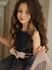 Girl Dresses Sequin Fluffy Short Sleeveless Bow Flower Dress Wedding Cute Little Child Communion Birthday Party