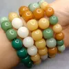 Strand 10mm Gradual White Imitation Jade Green Bodhi Bracelet Bohemia Old Barrel Bead Resin Healthy Lucky Fashion Jewelry