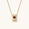 Jewelry Pouches Love Square Ruby Necklace Feminine Design Heart-shaped Clavicle Chain