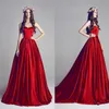 Dark Red Ball Gown Wedding Dresses 2020 Elegant Sweetheart Satin Backless Formal Bridal Gowns Informal Empire Wedding Dresses BO703148