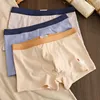 Cuecas masculinas sexy algodão roupa interior macio cuecas íntimas u bolsa troncos soltos verão fino respirável boxers casual nadar curto