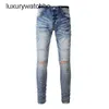 Джинсовые фиолетовые джинсы Дизайнерские мужские брюки Джинсовые брендовые джинсы American High Street Blue Distressed 1LTD