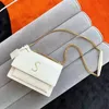 Diseñador de lujo Tote de moda SUNSET Bag WOC Cuero liso Multifunción Embrague Solapa Accesorios de metal Bolsas de sobre Mujeres Hombres Monedero y bolso Cadena Crossbody Bag